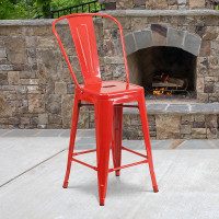 Flash Furniture CH-31320-24GB-RED-GG Metal Bar Stool in Red